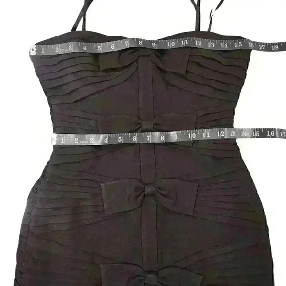 BCBGMAXAZRIA Sabrinna Strapless Black Crepe Ruched Bow Tie Dress, Size 6; $378 - Picture 7 of 13